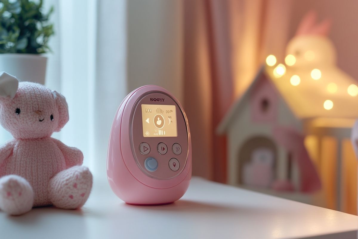 Babyphone Shopinnov video design fleur : écoute bébé bleu ou rose