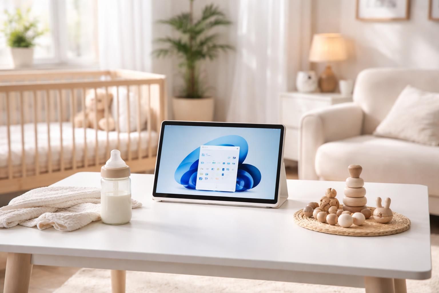 découvrez comment créer un coin parents pour bébé organisé et propre grâce à un setup équipé d'une tablette windows 11, alliant praticité et technologie moderne.