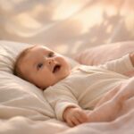 Éveil d’un bébé : formes et contrastes doux projetés sur écran de projection