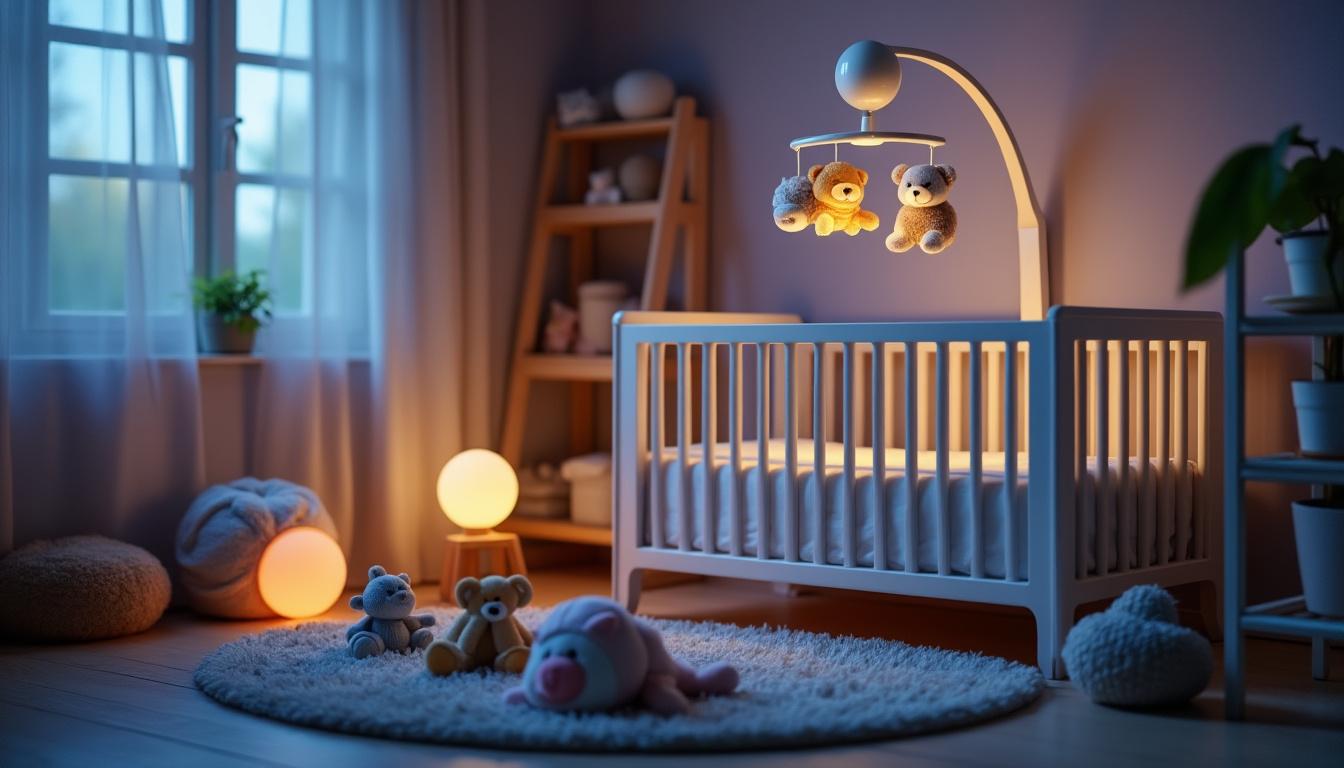 découvrez les bienfaits d'un mobile musical et veilleuse pour bébé, un accessoire essentiel pour apaiser et favoriser le sommeil de votre enfant. offrez-lui une ambiance douce et sereine grâce à des mélodies apaisantes et une lumière tamisée, contribuant ainsi à un endormissement paisible et à un sommeil réparateur.